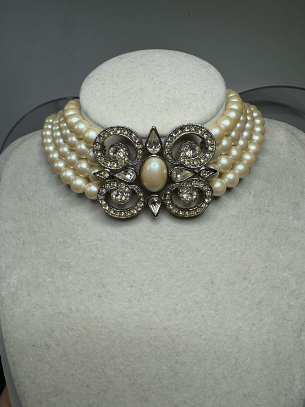 Rare Vintage Richelieu Crystal Faux Pearl Choker Wedding Attire